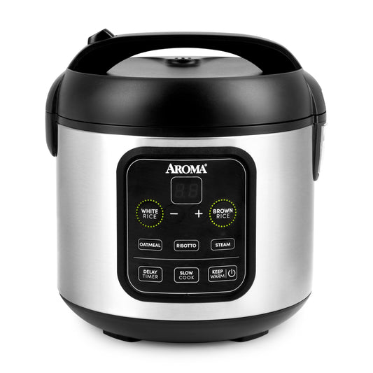 Aroma Housewares ARC-994SB Rice & Grain Cooker Slow Cook, Steam, Oatmeal, Risotto, 8-cup cooked/4-cup uncooked/2Qt, Stainless Steel