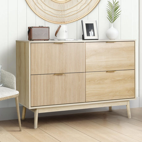 VOWNER 4 Drawer Dresser, Modern Closet Dressers with Wide Drawers, Farmhouse Wood Storage Chest of Drawers for Bedroom, Living Room VOWNER