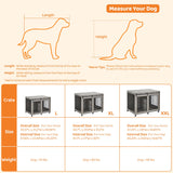 IchbinGo Large Dog Crate Furniture, 47" Wooden Dog Kennel with Sliding Barn Door, Flip-Top Lid & Wheels, Indoor Pet Crate Table with Detachable Divider for Small/Medium/Large Dogs (Rustic Grey) IchbinGo