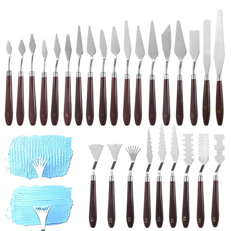 27 PCS Palette Knife Set, Palette Knives Spatula Set, Stainless Steel Palette Tool with Wooden Handle, Painting Spatulas for Color Mixing Texturing Homaisson