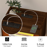 Veegle Floating Nightstand with Charging Station and LED Lights (Walnut Brown) Veegle