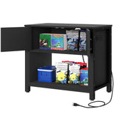 DWVO Heavy Duty Metal Aquarium Stand with Power Outlets, Cabinet for Fish Tank Accessories Storage - Suitable for 40-50 Gallon Fish Tank Stand, Turtle Tank, Reptile Terrarium, 660LBS Capacity, Black DWVO