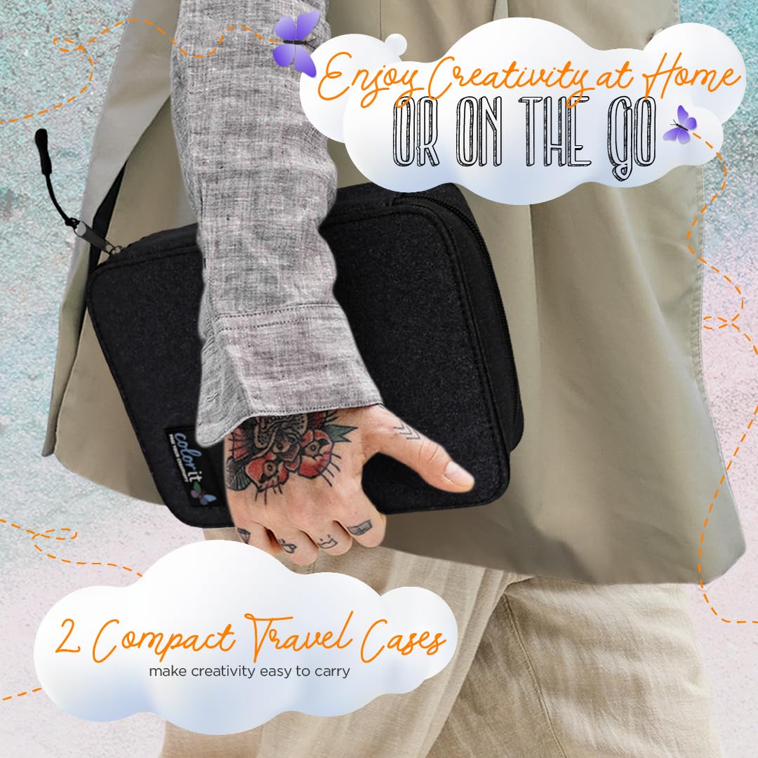 ColorIt Gel Pens Set for Coloring – 192 Pack with 12 Metallic, 12 Neon, 72 Glitter Gel Pens - 96 Refills & 2 Travel Cases - Vibrant Colors for Journaling, Writing, Coloring Books, & Creative Projects ColorIt