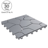 Pure Garden 30-Pack Polypropylene Interlocking Patio Deck Tiles - Weather-Resistant Outdoor Flooring for Balcony, Porch, and Garage (Gray) Pure Garden