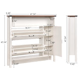 BEWISHOME Shoe Cabinet with 2 Flip Drawers & Adjustable Side Cabinet，Freestanding Shoe Storage Cabinet with Lights, Narrow Entryway Storage for Hallway Living Room Farmhouse,White, KXG03W BEWISHOME