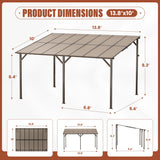 Oakcloud 10' x 14' Outdoor Wall Mounted Gazebo, Patio Lean to Gazebo Pergola with Sloped Roof, Large Heavy Duty Awning for Patio, Backyard, Deck Oakcloud