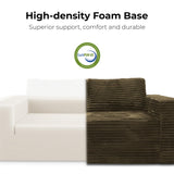 LIKIMIO 71" Loveseat Sofa in a Box - Plush Corduroy Deep Seat Couch, No Assembly Required, Space-Saving Design for Compact Living Room, Apartment, Home Office, Brown LIKIMIO