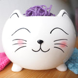 Cat Yarn Bowl for Knitting - Cute Ceramic Knitting Bowl Extra Large - Ceramic Yarn Bowl Crochet Accessories Yarn Holder Storage Gift for Knitters Funny Evovee