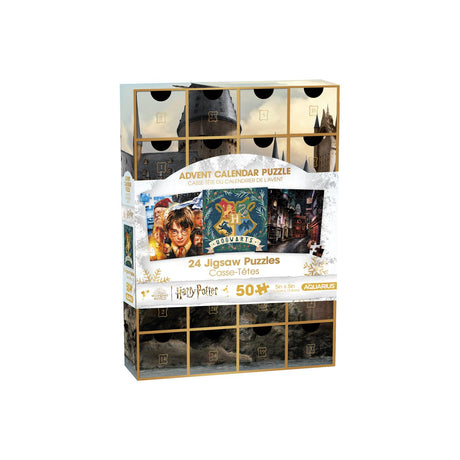 AQUARIUS Harry Potter Advent Calendar Puzzle Set (24 Jigsaw Puzzles / 50 Pieces Each) Officially Licensed Harry Potter Merchandise & Collectibles -5x5 Inches AQUARIUS