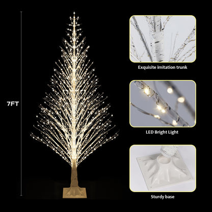 IJG 7FT Lighted Birch Tree 1000 LED Warm White Lights with Twinkle Lights，LED Artificial Tree Light for Indoor Outdoor Home Festival Wedding Party Christmas Decorations