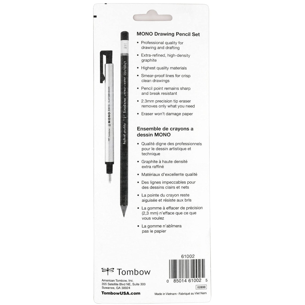 Tombow 61002 Mono Drawing Pencil, Combo Pack with Zero Eraser, Graphite 6-Pack, Black, 0.5mm Tombow