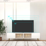 Bonzy Home 86" LED TV Stand, Modern Entertainment Center up to 90" TV, Television Console Table with Storage Cabinets for Living Room, White Bonzy Home