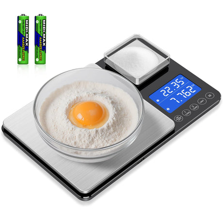 Dual Platform Food Kitchen Scale with 0.1g/0.001oz High Precision, 15kg/33lb Bakery Scale, Dual Accuracy Kitchen Scale for Sourdough Bread, Baking and Cooking with 7 Unit Tare and Totalizer ApeWeghr