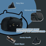 Stuffed Animal Storage Bean Bag Chair Cover for Kids Black Cat Beanbag Chair for Girls Large Size Toy Organizer Cover Only Without Filling cuebear