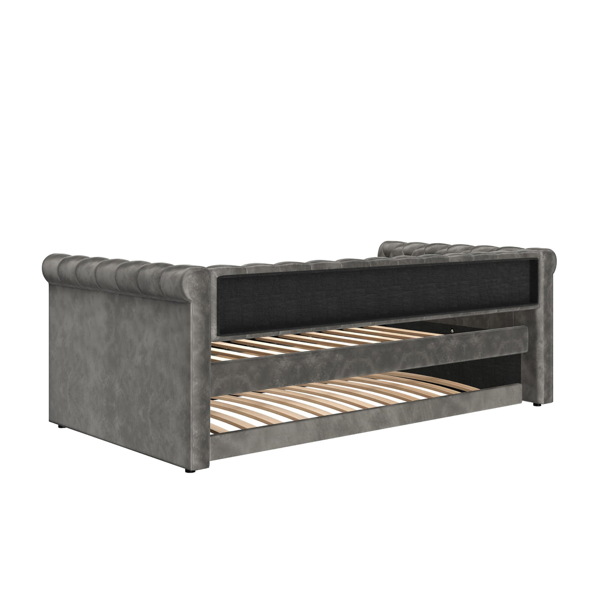 Christopher Knight Home Upholstered Daybed with Trundle, Twin Size Trundle Sofa Bed, Couch Bed with Backrest and Curved Armrests, No Box Spring Needed, for Living Room, Bedroom and Guest Room, Grey Christopher Knight Home