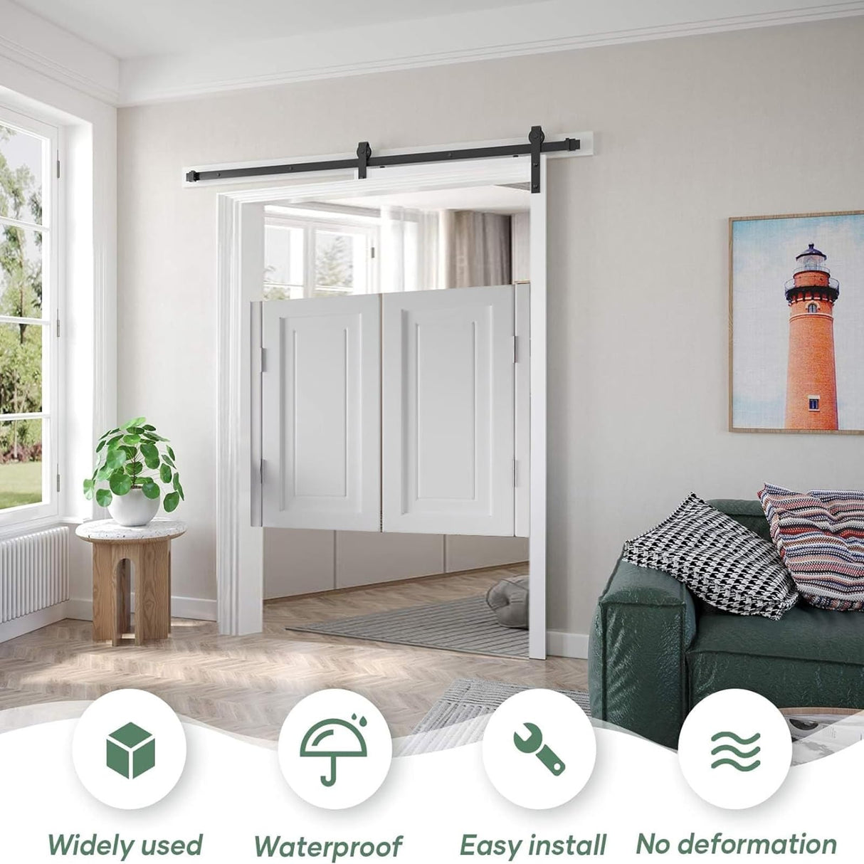 Swinging Doors Saloon Doors Interior Solid Wood Swing Door,Sturdy Cafe Saloon Door with Metal Hinges,Cowboy Swing Door for Stairs Bathroom Bedroom Balcony(White,Height 40"_Width 38") CIKE