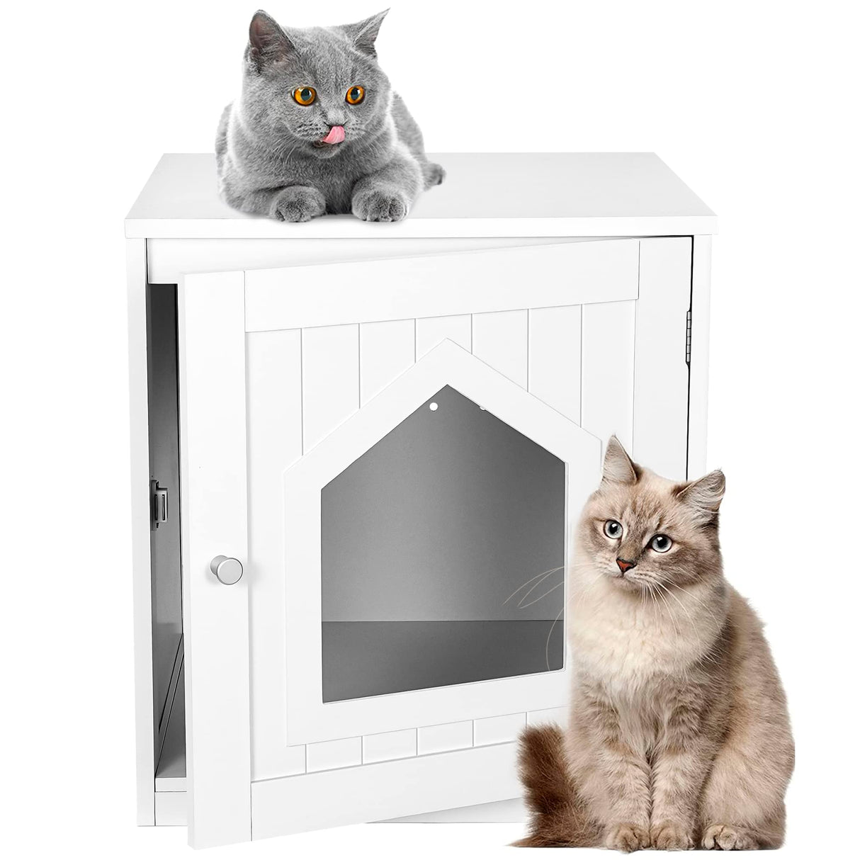 Epetlover Cat Litter Box Enclosure Furniture Hidden for Indoor Cats Decorative Wooden Pet House Kitty Washroom with Vent Holes, White Epetlover