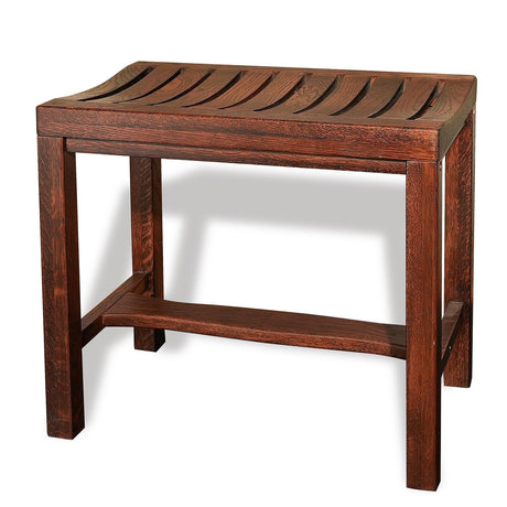 CONSDAN Wood Shower Bench, Extra Large Capacity, USA Solid Oak, Waterproof Finish, Durable Wood Shower Stool, Ideal for Bathroom Spa Outdoor, Dark Oak CONSDAN