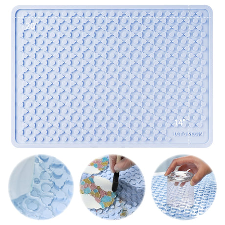 LET'S RESIN Premium Resin Collector Mat, 20" x 14"Large Easy Clean Silicone Mat for Crafts, Epoxy Resin,Placemat(Blue) LET'S RESIN