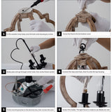 16.14" 4-Light Farmhouse Wood Chandelier, Rustic Orb Pendant Lighting Fixture with Adjustable Chain, Vintage Ceiling Hanging Lights for Foyer Entryway Dining Room Kitchen Island, Handmade Oak Finish Neechicx