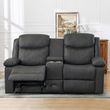 CALIVIA Manual Reclining Loveseat with Massage and Heat, Double Recliner Sofa with Center Console, Cup Holders & Storage for Living Room, RV (Grey) CALIVIA