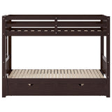 Twin Over Double Twin Bunk Bed with Trundle, Convertible Bottom Bed, Pull-Out Multi-Functional Bunk Bed Can for 4 People, Wooden Bunk Bed with Ladder and Safety Rail, Espresso Bellemave