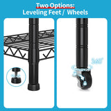 Hodonas 2300LBS Wire Shelving Unit, 36"W x 14"D x 75"H Metal Standing Shelf Units with Wheels / Leveling Feet, 6 Tier, Adjustable, Heavy Duty, and NSF Storage Shelves, Rolling Metal Shelving Wire Rack Hodonas