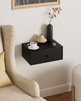 Aienvey Floating Nightstand, Floating Shelf with Drawer, Wall Mounted Nightstand, Floating Bedside Table (Black) Aienvey
