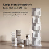 MXV Rotating Bookshelf, 360 Display 5 Tier, Small Corner Bookshelf for Small Space, Floor Standing Bookcase Storage Rack, Wood Narrow Book Shelf Organizer for Bedroom, Living Room, White MXV