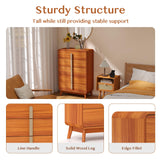 pnochoo 5 Drawer Dresser,Mid Century Modern Dresser for Bedroom,47.2" Tall Wooden Dresser,Entryway Cabinet with Drawers,Chest of Drawers with Metal Handle for Living Room,Hallway,Cherry pnochoo