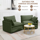 ROWHY Sectional 2 Seat Cloud Loveseat with 2 Throw Pillows, Modern Corduroy Love Seat Sleeper Bed, Convertible Cozy Sofa for Living Room and Office, Green ROWHY