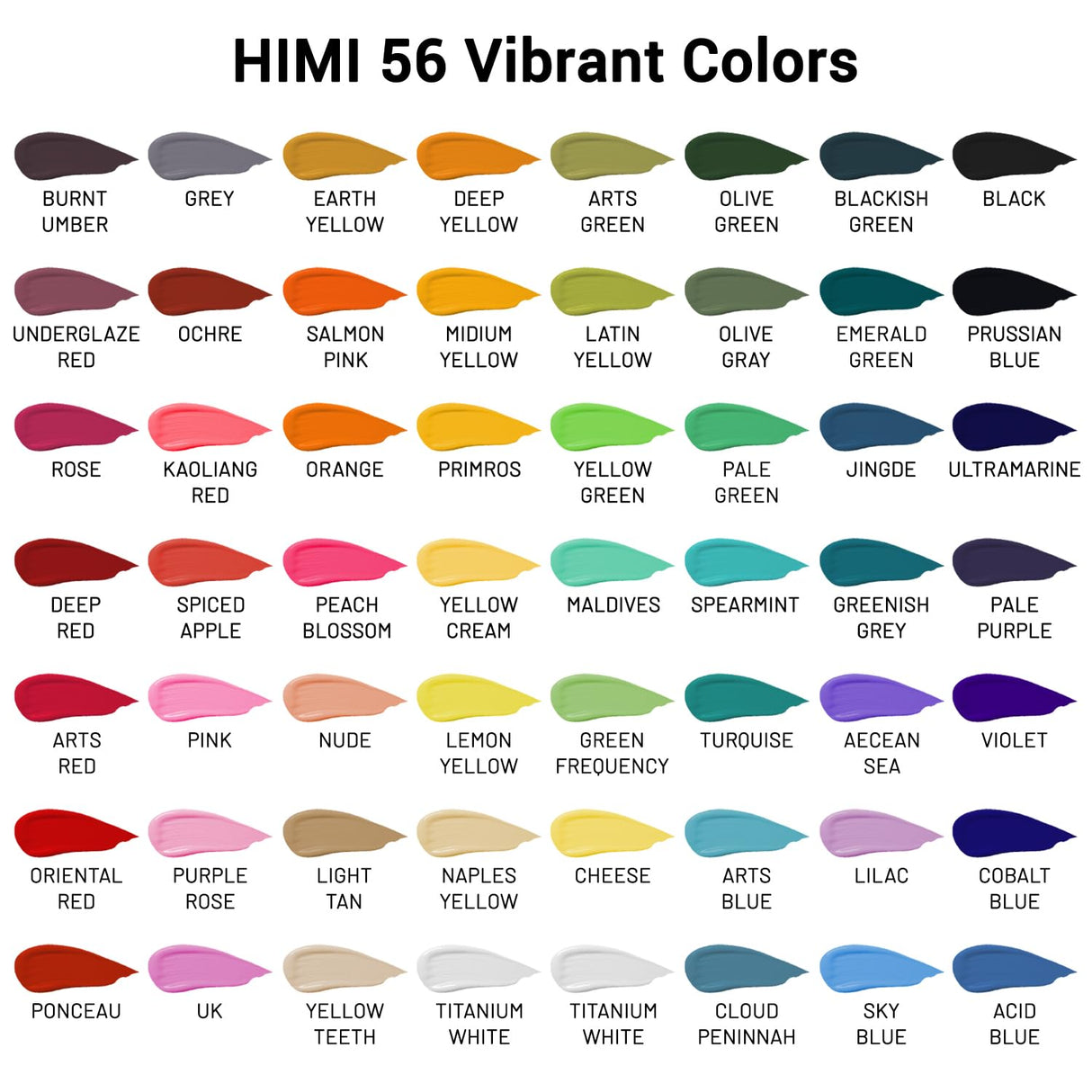 HIMI Gouache Paint Set, 56 Colors x 30 ml Jelly Cup Design in a Carrying Case, Non Toxic Gouache Paint for Canvas and Paper, Perfect for Artists, Students, and Beginners ARTME