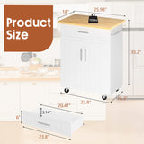 JY QAQA 26" Kitchen Island on Wheels with Storage Cabinet Kitchen Cart Cabinet with Shelves, Cart Handle for Towel Rack or Free Mobility, Portable Islands for Kitchen,White JY QAQA PET