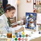 HeeBenor Framed Christmas Paint by Numbers Kit for Adults Beginner, Snowman Paint by Number with Easel, DIY Christmas Adult Paint by Number Kits on Canvas Framed 8x12 Inch for Home Wall Decor HeeBenor
