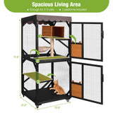 GUTINNEEN Catio Outdoor Cat Enclosure on Wheels - Outside Kitty House with Upgraded Resting Box, PVC Layer, and Waterproof Roof - 71.9" Black GUTINNEEN