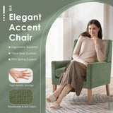 COLAMY Modern Wingback Living Room Chair, Upholstered Fabric Accent Armchair, Single Sofa Chair with Lounge Seat and Wood Legs for Bedroom/Office/Reading Spaces, Green COLAMY