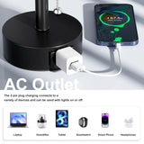 Fenmzee Bedside Table Lamps Set of 2-3 Color Temperatures Pull Chain Lamp with AC Outlet Charging Port, Small Round Night Stand Lamps for Bedroom Guest Room Office, Bed Side Light with E26 LED Bulbs Fenmzee