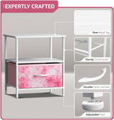 Sorbus 1 Drawer Shelf Storage Nightstand - Kids Bedside Furniture End Table Night Stand with Steel Frame Wood Top & Easy Pull Fabric Bins. Dresser & Chest for Home Bedroom Accessories Office & College Sorbus