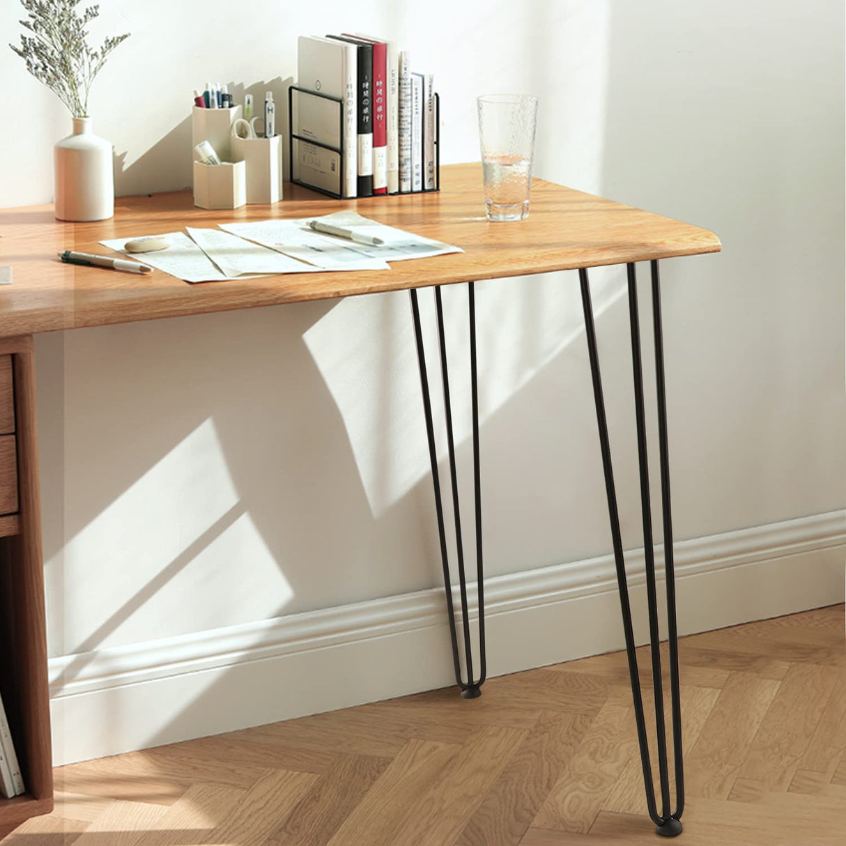 Ironalita 36 Inch Hairpin Legs for Furniture set of 4, Heavy Duty 3 Rod Metal Table Legs with 3/8" Black Solid Iron, DIY Hair Pin Legs for Counter Bar Stool, Console Table, Entryway Table, Plant Stand Ironalita