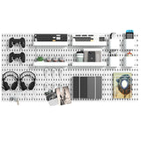 VEOFEMLEA Pegboard Combination Kit, 8 Peg Boards and 30 Accessories Modular Hanging Black Pegboard for Walls, Office Wall Organizer, Keys Holder on Wall, Nursery Storage, 44"x22" Black VEOFEMLEA