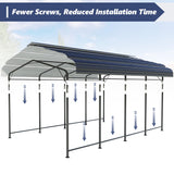 SUNBURY Carport 10 x 20 ft Heavy Duty Metal Carport Canopy with Galvanized Steel Roof, Outdoor Garage Car Shelter Shade for Car, Truck and Boats, Grey SUNBURY