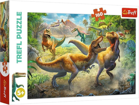 Trefl Fighting Tyrannosaurs 160 Piece Jigsaw Puzzle Red 16"x11" Print, DIY Puzzle, Creative Fun, Classic Puzzle for Adults and Children from 5 Years Old Trefl