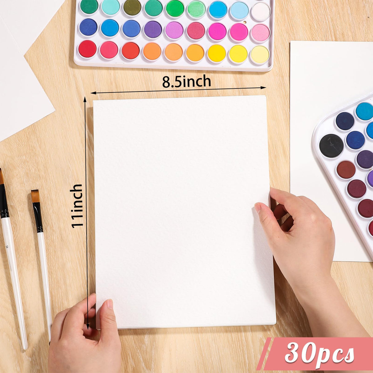 30 Sheets Watercolor Paper 8.5 x 11, 140 lb/300 GSM Cold Press Watercolor Paper Bulk White Water Color Paper Cotton Paper for Kids Students Adults Beginners Artists Prudiut