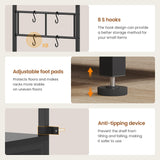 Itaar 6 Tier Bakers Rack, Coffee Station with Power Outlet, Farmhouse Small Coffee Bar with Drawer for Small Space, Microwave Stand with Storage and 8 Hooks for Kitchen, Living Room (Black) Itaar