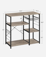 VASAGLE ALINRU Industrial Kitchen Baker's Rack with Wire Basket and Hooks in Greige and Black VASAGLE