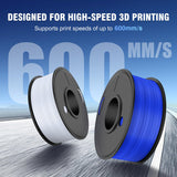 JAYO Rapid PLA 3D Printer Filament Bundle 2KG, High Speed PLA Filament 1.75mm 50mm/s - 600mm/s Print Range, 8 Pack 250g Spool Filament (Black, White, Blue, Red, Pink, Orange, Yellow, Olive Green) JAYO