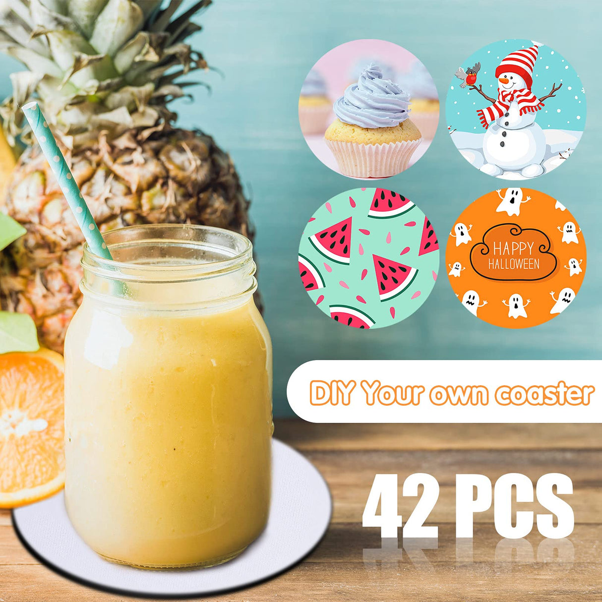 60 Pieces Sublimation Blank Cup Coasters Bulk 4x4 Inch Round Blank Cup Mat Rubber Circle Cup Mat for Sublimation Transfer DIY Crafts Printing Heat Press Gift Geiserailie