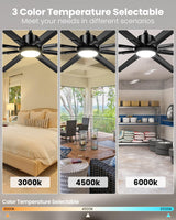 72 Inch Large Industrial Ceiling Fan with Light and Remote-8 Aluminium Blades Ceiling Fan with Energy Efficient DC Motor,Reversible Airflow-Ideal for Living Room,Patio,Garage,and Commercial Spaces Hisummer