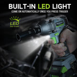 WORKPRO Cordless Impact Wrench 1/2 inch, 20V Brushless Impact Gun, High Torque 370 Ft-Lbs (500N.M), Variable Speeds, with 4.0 Ah Battery, Fast Charger, 4 Impact Sockets and Storage Case WORKPRO