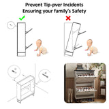 Maupvit 24" W Farmhouse Shoe Cabinet Storage for Entryway, Freestanding Organizer with 2 Flip Drawers, Narrow Shoe Rack Cabinet with Metal Corner Decoration, White Maupvit